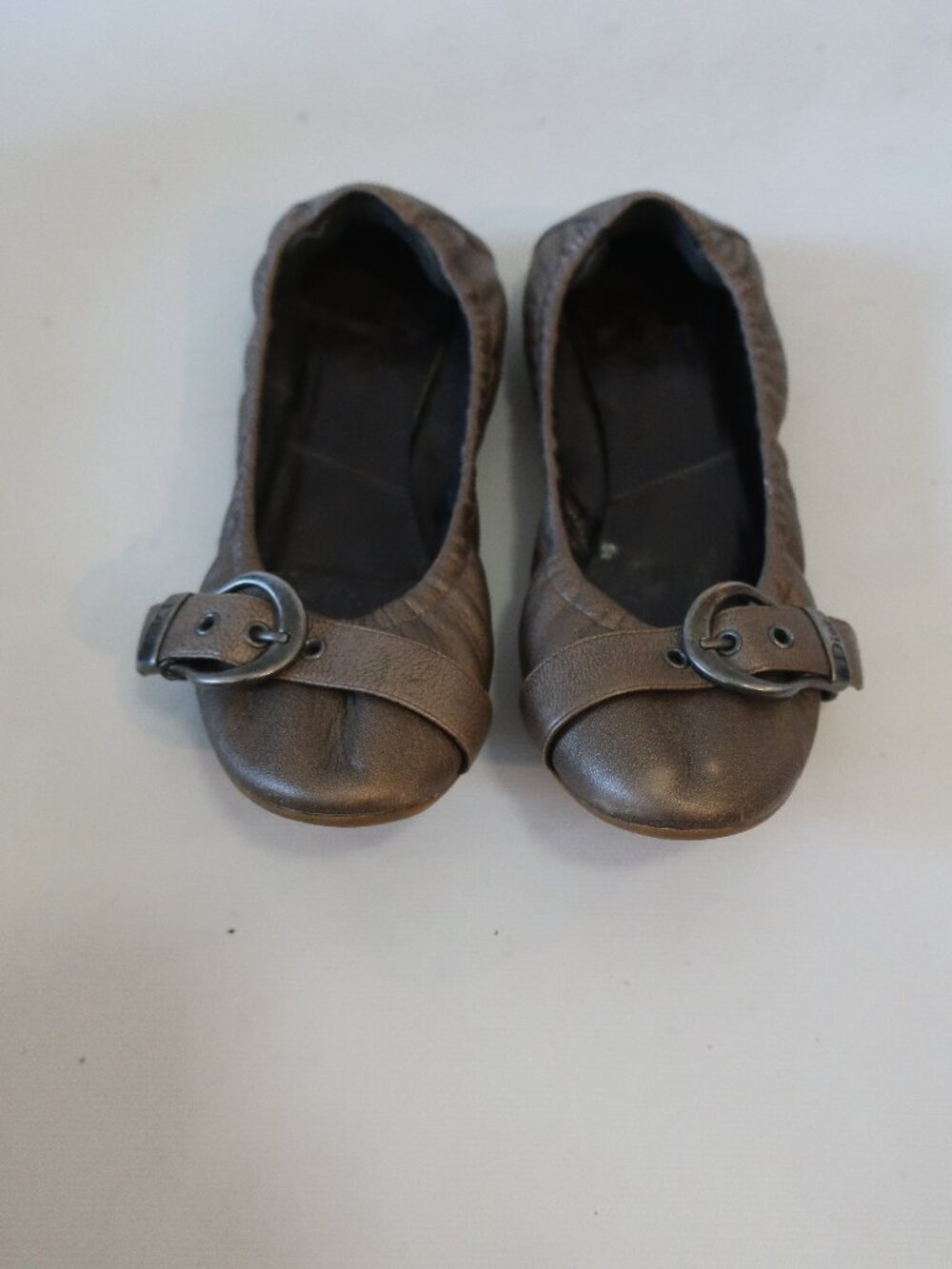 Women Dior Gaucho Leather Metallic Bronze Ballet Flat 38 EU/US 38